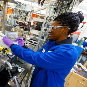 Women Employed in STEM. A UTD Researcher in a Lab.