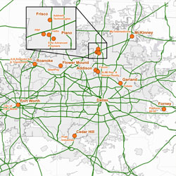 The Connection. A map of the DFW region.