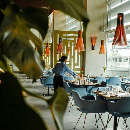 DFW Labor Market Update. A waitress setting a table in a restaurant. Photo Credit: Louis Hansel on Unsplash [https://unsplash.com/photos/woman-in-front-on-brown-dining-table-and-chairs-inside-building-wVoP_Q2Bg_A]