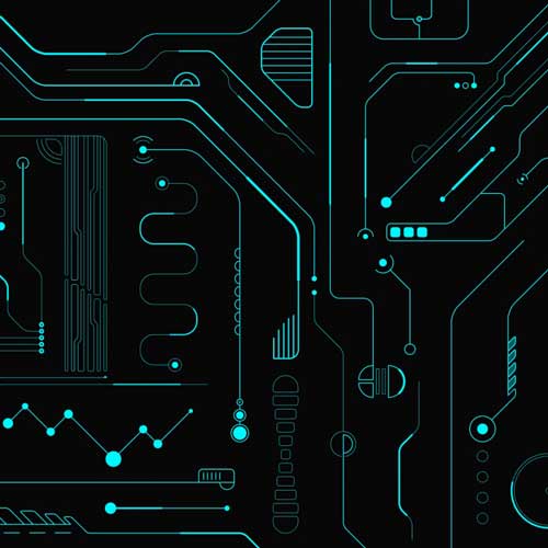 An abstract representation of a printed circuit board. Photo Credit: CC BY-SA 4.0 2011 Whistleblower07 [https://commons.wikimedia.org/wiki/File:Circuit_boards_(18).jpg]