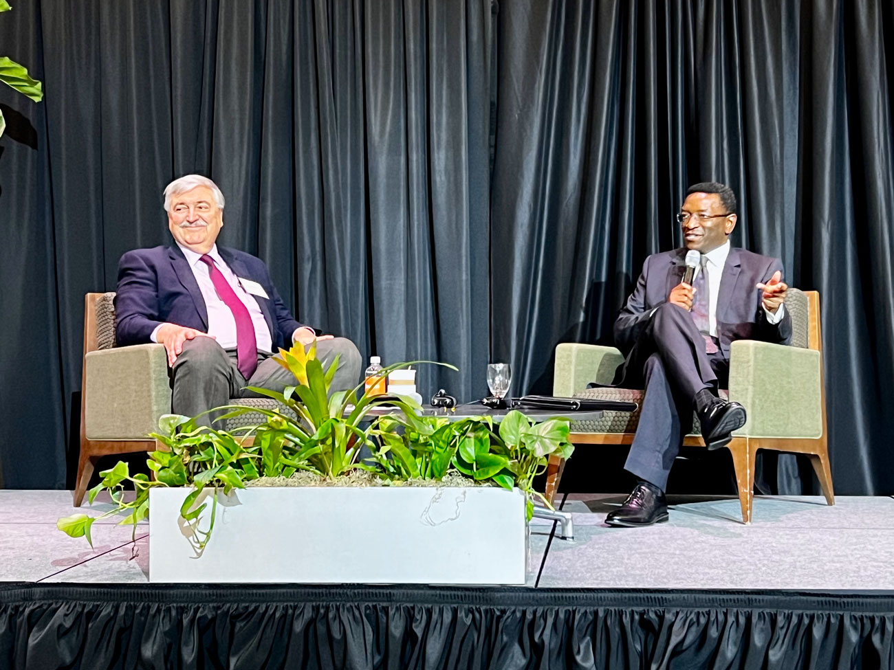 Breakout Session 1: Building Bridges. From left: Dr. Hasan Pirkul and Ronnie Spellman.